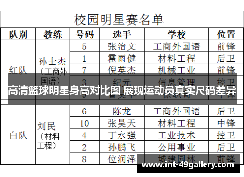 高清篮球明星身高对比图 展现运动员真实尺码差异